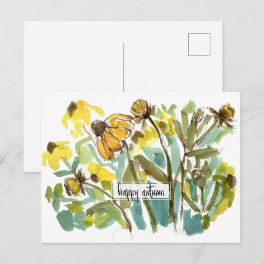 Happy Autumn Black Eye Susan Wildflowers Briefkaart (Voorkant / Achterkant)