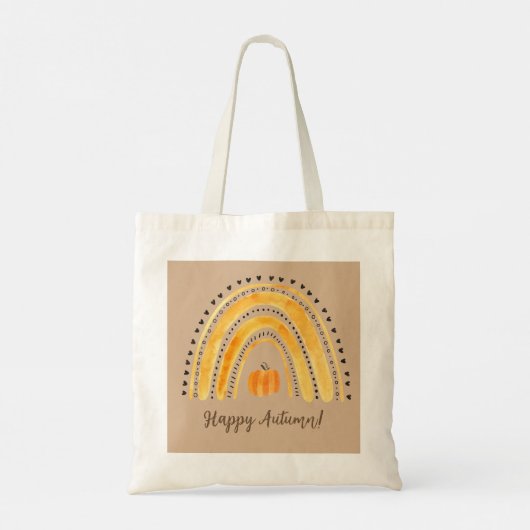 Happy Autumn Boho Rainbow Shopping Canvas tas (Achterkant)