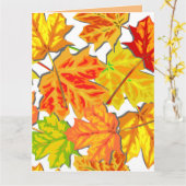 HAPPY AUTUMN FALL LEAVES WENSKAART KAART (Gele Bloem)