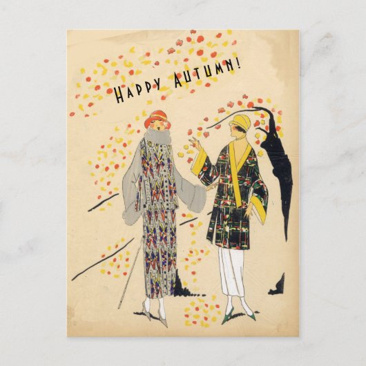 Happy Autumn Flapper Modes in Herfst Briefkaart (Voorkant)