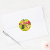 Happy Autumn Labrador Retriever Duo Glimlachend Ronde Sticker (Envelop)
