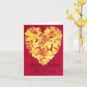 Happy Autumn Mijn Vriend Wenskaart Kaart (Gele Bloem)