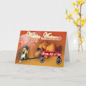 Happy Autumn pomkin-pleister Dog & Cat wagon Kaart (Gele Bloem)
