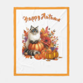 Happy Autumn Ragdoll Cat & Pumpkins Fleece Deken (Voorkant)