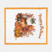Happy Autumn Ragdoll Cat & Pumpkins Fleece Deken (Voorkant (Horizontaal))
