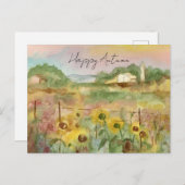 Happy Autumn Ranch Desert Landschap Zonsondergang Feestdagenkaart (Voorkant / Achterkant)