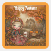 Happy Autumn Square Sticker (Voorkant)