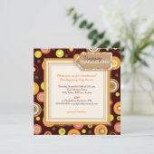 Happy Autumn Stippen Retro Thanksgiving Dinner Kaart (Staand voorkant)