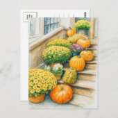 Happy Autumn Thanksgiving Pumpkin Postcard Briefkaart (Voorkant / Achterkant)