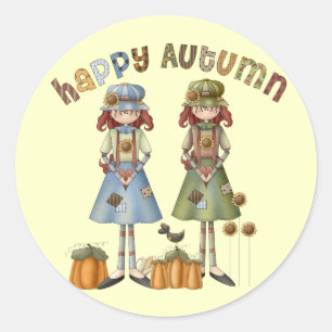 Happy Autumn Thanksgiving Ronde Stickers