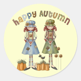 Happy Autumn Thanksgiving Ronde Stickers