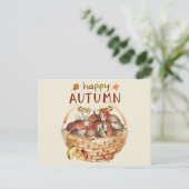 Happy Autumn Wild Mushroom Basket Harvest Briefkaart (Staand voorkant)