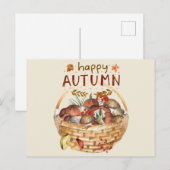 Happy Autumn Wild Mushroom Basket Harvest Briefkaart (Voorkant / Achterkant)