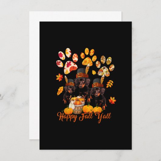 Happy Autumn Y'all Thanksgiving Three Dachshund Do Kaart (Voorkant / Achterkant)