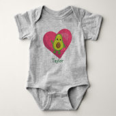 Happy Avocado Pink Heart Romper (Voorkant)