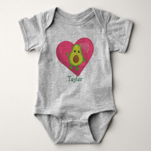Happy Avocado Pink Heart Romper