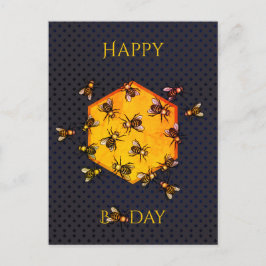 Happy B-dag Honingbijen oranje gele verjaardag Briefkaart