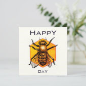 Happy B-dag Honingbijen oranje gele verjaardag Kaart (Staand voorkant)