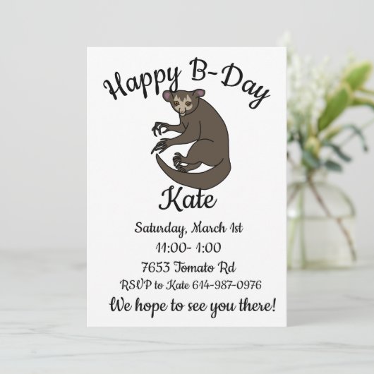 Happy B-day Aye aye Lemur Kaart (Staand voorkant)