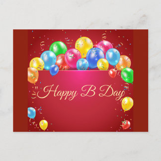 Happy B Day Balloon Postcard  Briefkaart