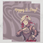 Happy B-Day Citrine Anime Feestdagenkaart (Voorkant / Achterkant)