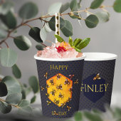 Happy B Day Honey Bees Black Yellow Funny Birthday Papieren Bekers