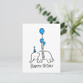 Happy b day olifant blauw ballonnen feestdagenkaart (Staand voorkant)