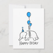 Happy b day olifant blauw ballonnen feestdagenkaart (Voorkant)