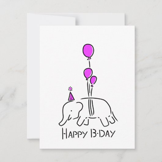 Happy b day olifant rose feestdagenkaart (Voorkant)