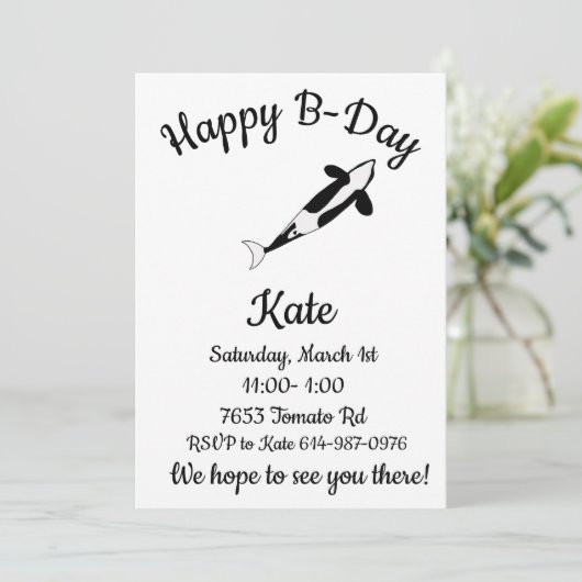 Happy B-day Orka Whale Kaart (Staand voorkant)