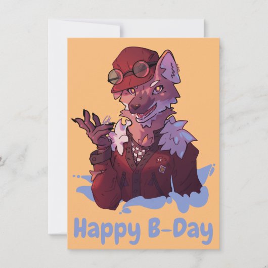Happy B-Day wolf Feestdagenkaart (Voorkant)