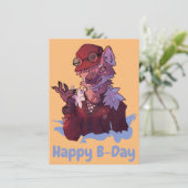 Happy B-Day wolf Feestdagenkaart (Staand voorkant)