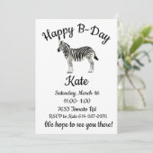 Happy B-day Zebra Kaart (Staand voorkant)