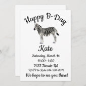 Happy B-day Zebra Kaart (Voorkant / Achterkant)