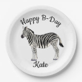 Happy B-day Zebra Papieren Bordje (Voorkant)