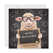 Happy Baaaday Funny Sheep Flat Wenskaart