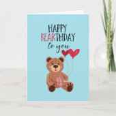 Happy Baarday Cute Teddy Bear Pun Funny Birthday Kaart (Voorkant)