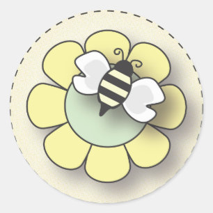 Happy Baby Bee in Geel Ronde Sticker