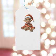 Happy Baby Christmas Elf White Gift Labels