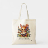*~* Happy Baby Dragon READING verslindend BOEK AP8 Tote Bag (Achterkant)