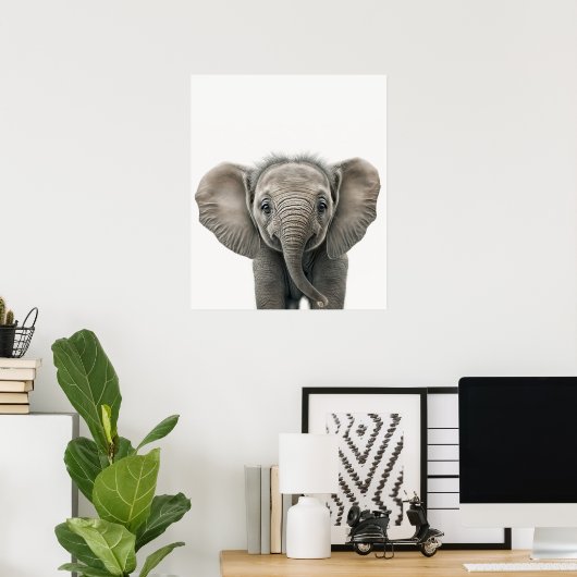 Happy Baby Elephant Nursery Oerwoud Safari Poster (Thuiskantoor)