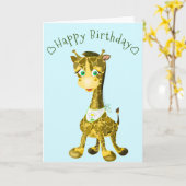 Happy Baby Giraffe Verjaardag Kaart (Gele Bloem)
