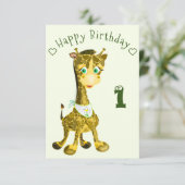 Happy Baby Giraffe Verjaardag Kaart (Staand voorkant)