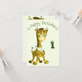Happy Baby Giraffe Verjaardag Kaart (Voorkant / Achterkant in situ)