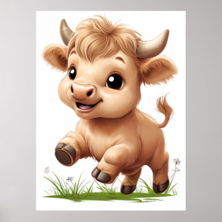 Happy Baby Highland Koe Nursery Art Poster