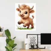 Happy Baby Highland Koe Nursery Art Poster (Thuiskantoor)