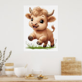 Happy Baby Highland Koe Nursery Art Poster (Keuken)