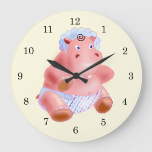 Happy Baby Hippo Wandklok -