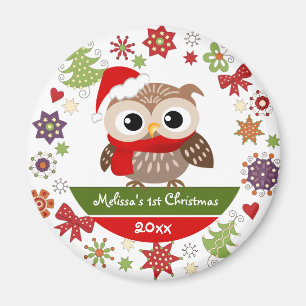 Happy Baby Owl 1e kerstmagneet Magneet