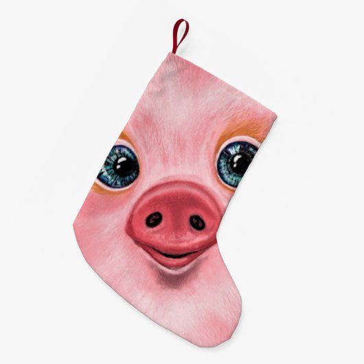 Happy Baby Pig Funny Christmas Stocking - Glimlach Kleine Kerstsok (Voorkant (Hangend))